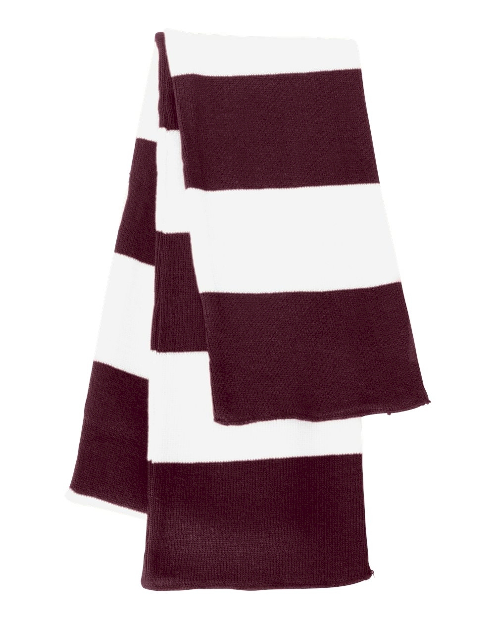 Rugby Striped Knit Scarf Embroidery Blanks - MAROON/WHITE