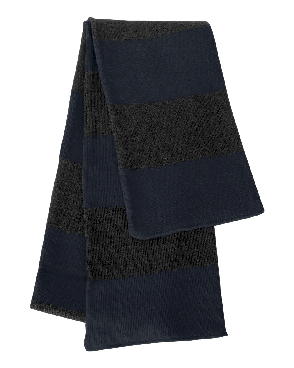 Rugby Striped Knit Scarf Embroidery Blanks - NAVY/CHARCOAL