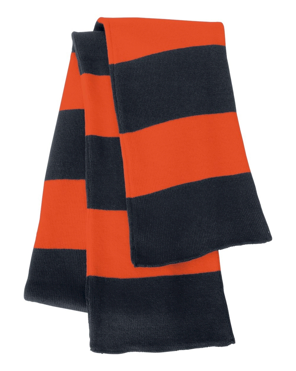 Rugby Striped Knit Scarf Embroidery Blanks - NAVY/ORANGE