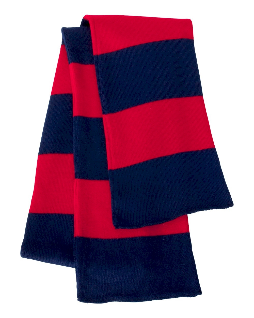 Rugby Striped Knit Scarf Embroidery Blanks - NAVY/RED