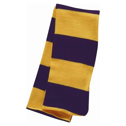 Rugby Striped Knit Scarf Embroidery Blanks - PURPLE/GOLD