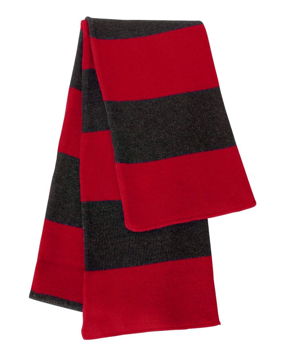 Rugby Striped Knit Scarf Embroidery Blanks - RED/CHARCOAL