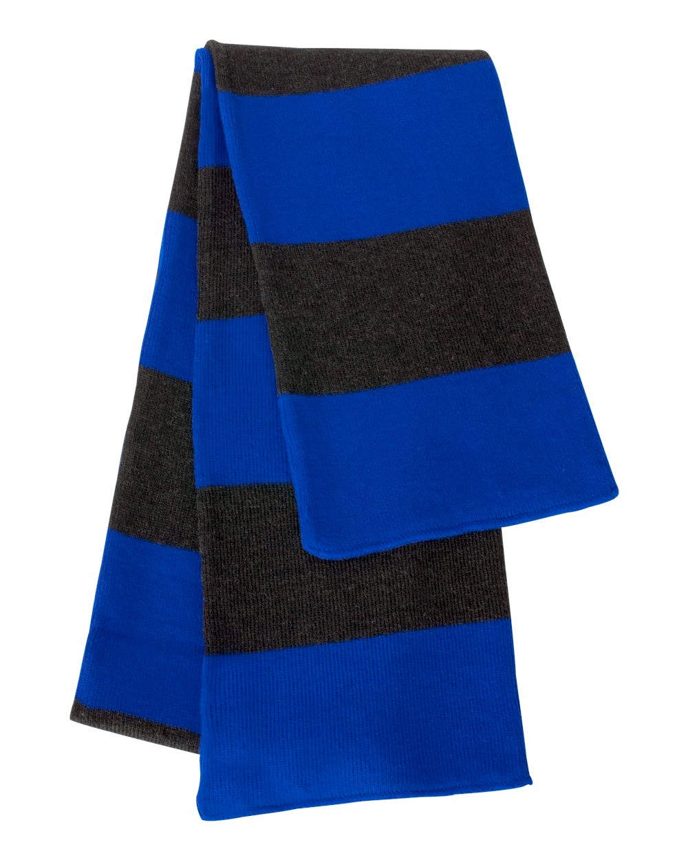 Rugby Striped Knit Scarf Embroidery Blanks - ROYAL/CHARCOAL