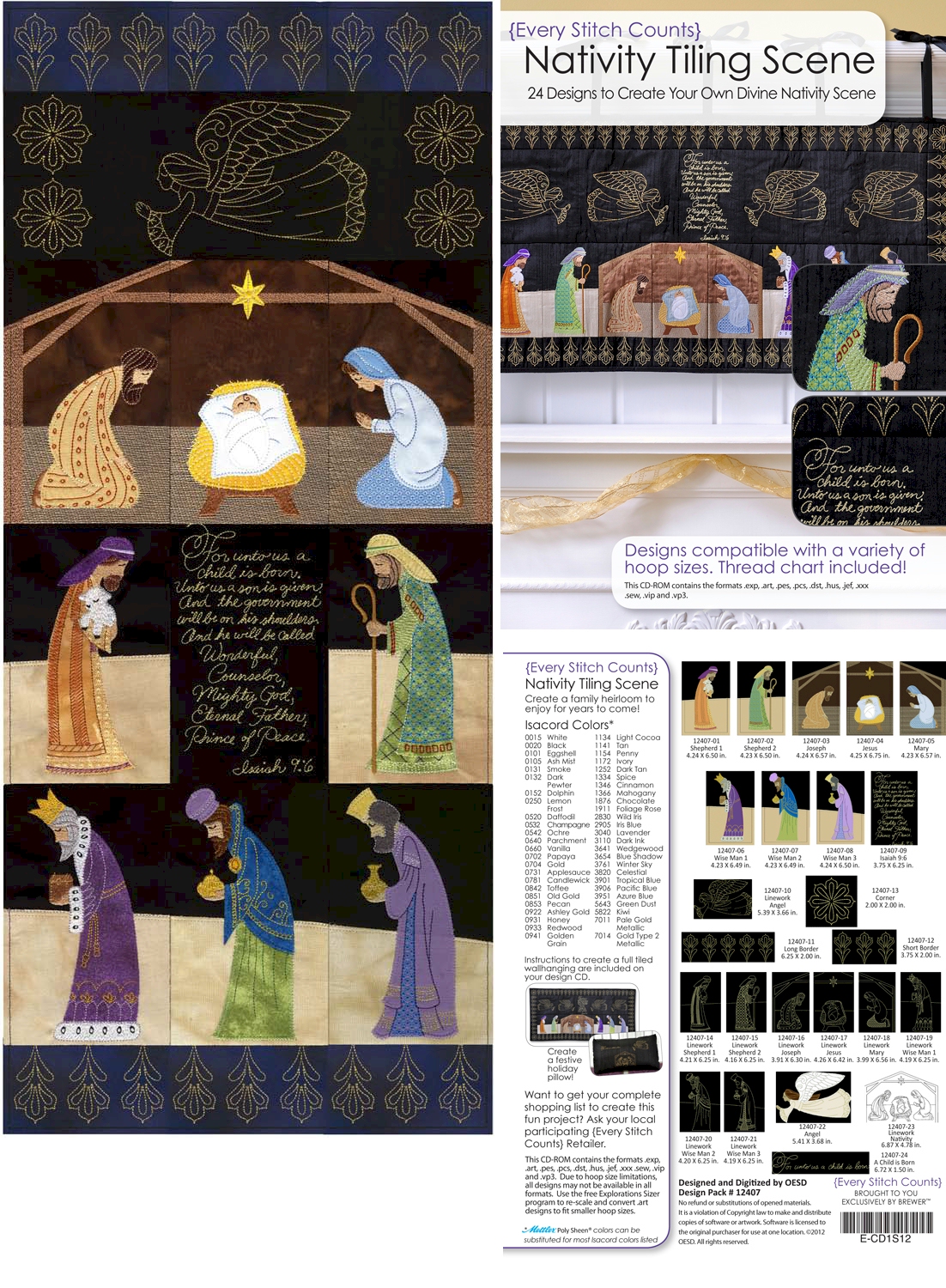 Nativity Tiling Scene Embroidery Designs on CD-ROM by Every Stitch Counts