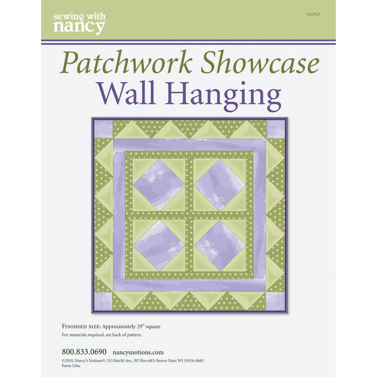 Patchwork Showcase Wall Hanging Pattern from Sewing With Nancy CLOSEOUT