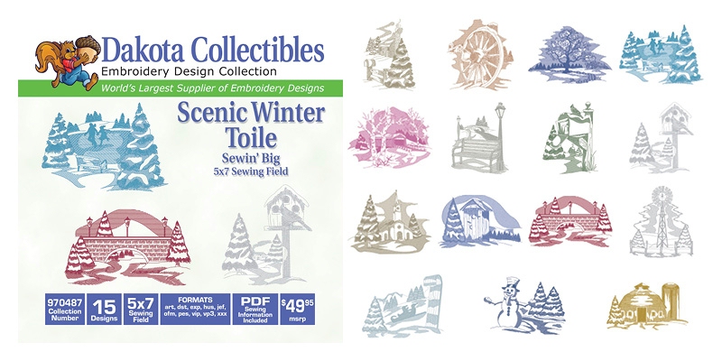 Scenic Winter Toile Embroidery Designs by Dakota Collectibles on a CD-ROM 970487