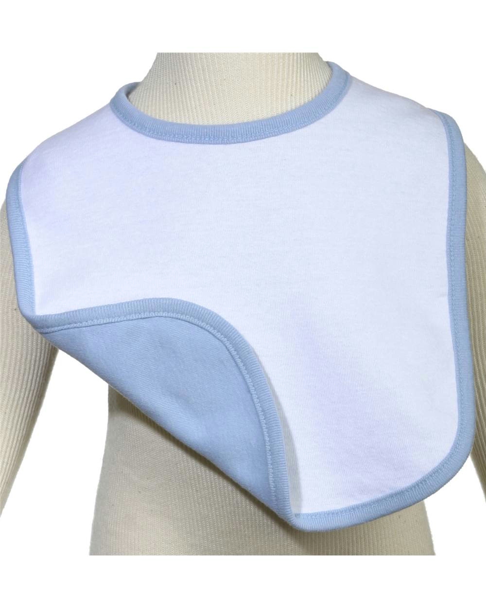 bella baby 1x1 Rib Infant Reversible Bib - BABY BLUE/WHITE