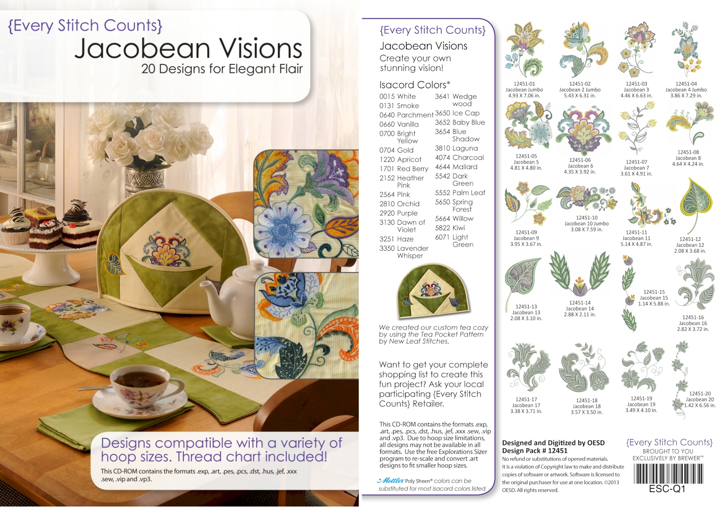 Jacobean Visions Embroidery Designs on CD-ROM by Every Stitch Counts