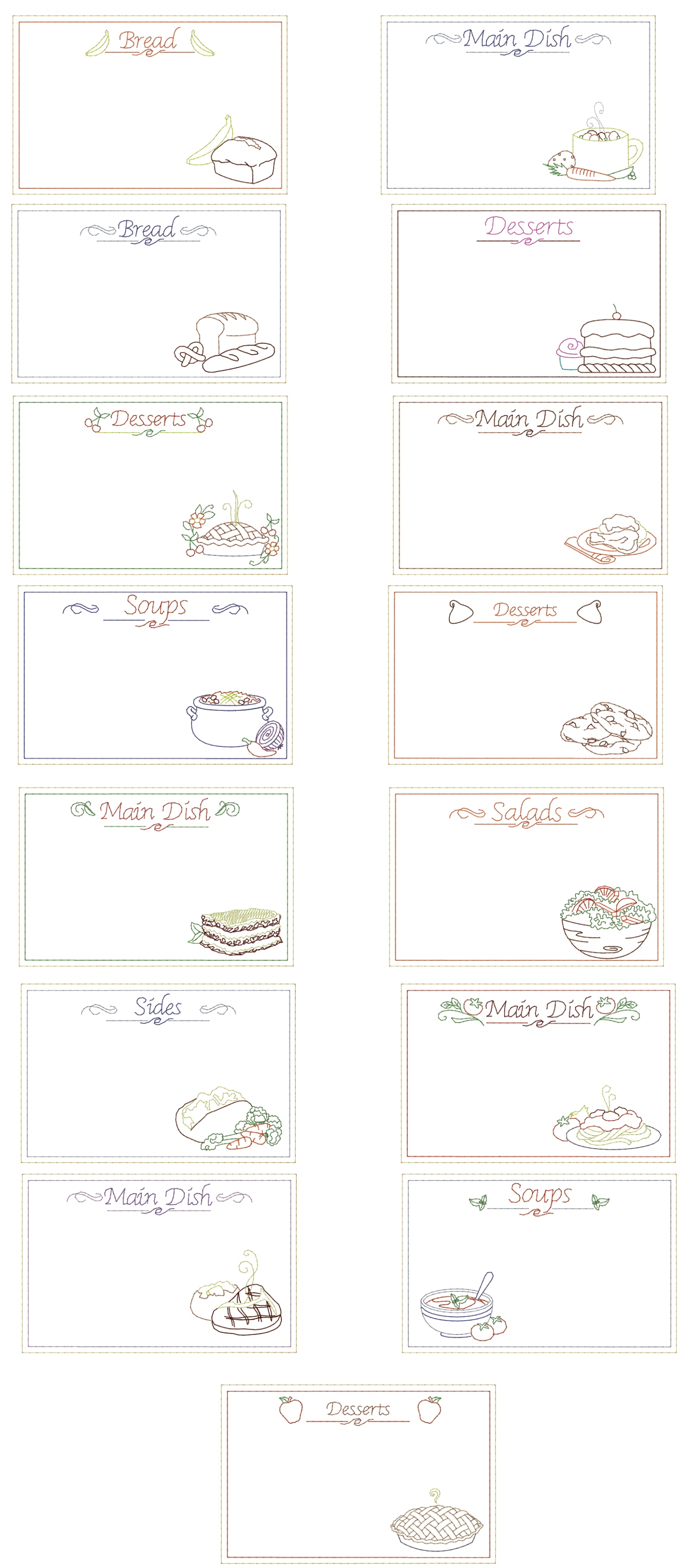 Recipe Cards Embroidery Designs by Dakota Collectibles on Multi-Format CD-ROM F70513
