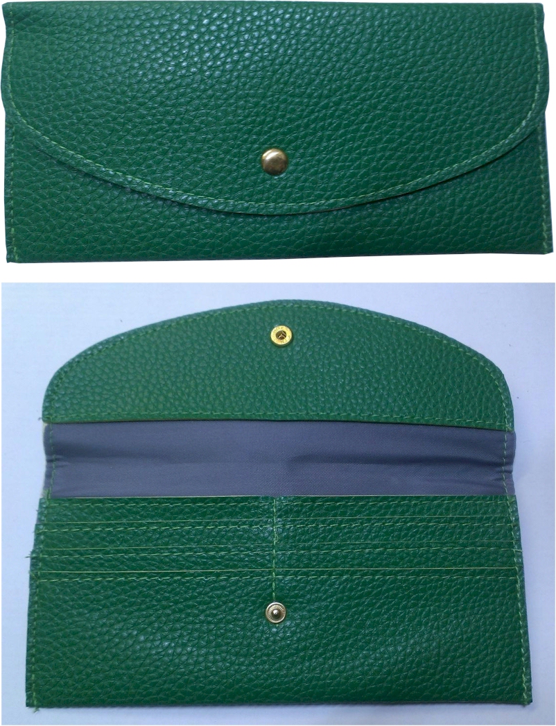 Leatherette Envelope Pocketbook Wallet Embroidery Blank - Kelly Green 