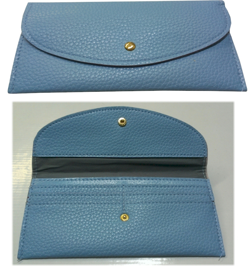 Leatherette Envelope Pocketbook Wallet Embroidery Blank - Light Blue