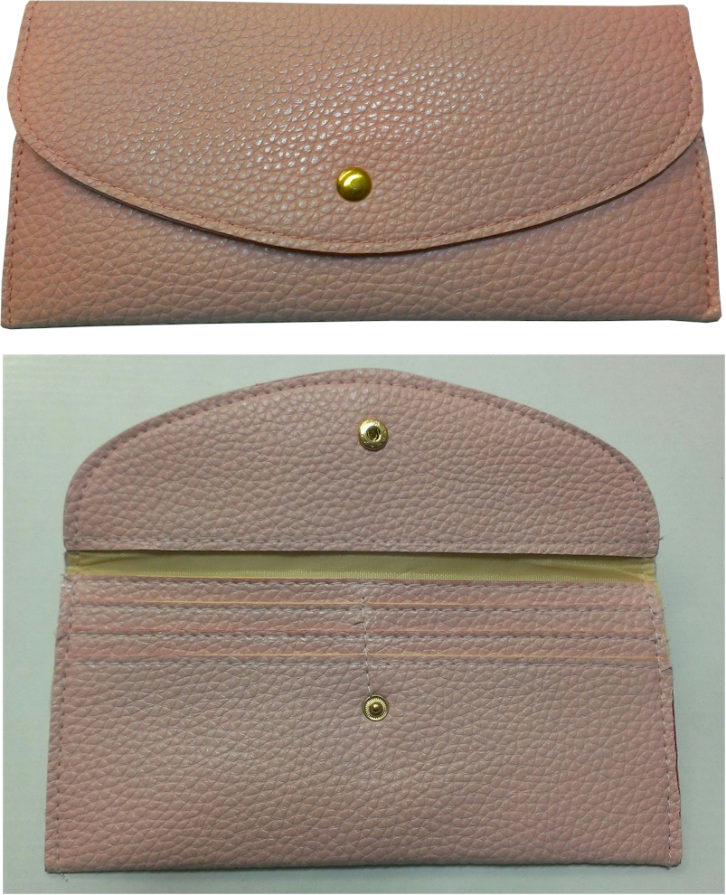 Leatherette Envelope Pocketbook Wallet Embroidery Blank - Light Pink - CLOSEOUT