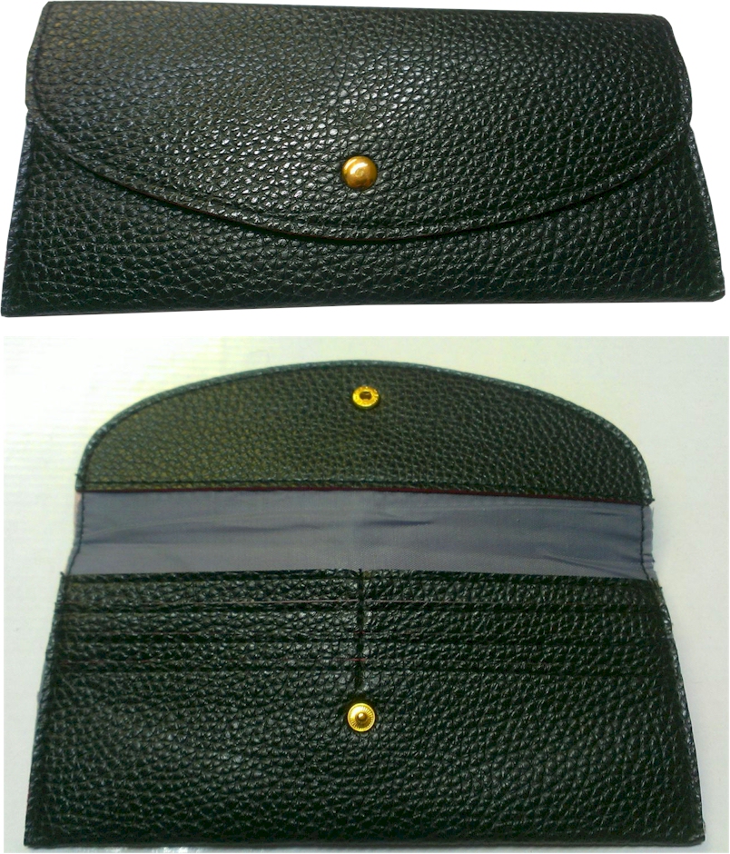 Leatherette Envelope Pocketbook Wallet Embroidery Blank - Black