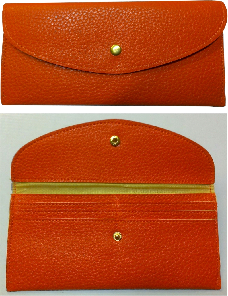 Leatherette Envelope Pocketbook Wallet Embroidery Blank - Orange - CLOSEOUT