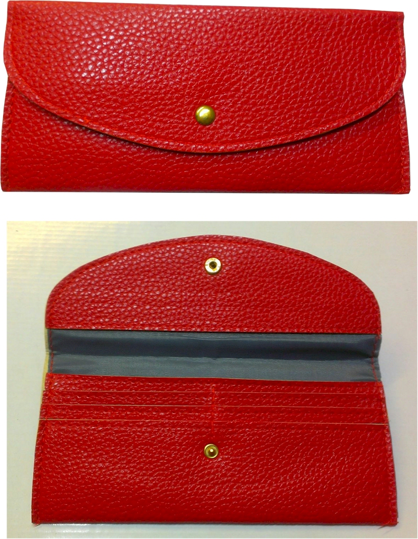 Leatherette Envelope Pocketbook Wallet Embroidery Blank - Red