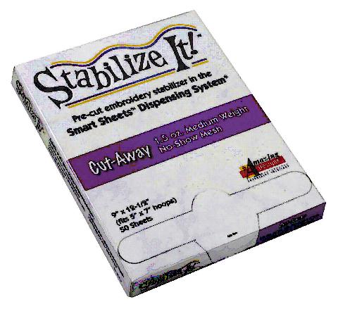 Stabilize It! 1.5oz Cut-Away 9in x 12.5in  No-Show Mesh Stabilizer 50 Sheets