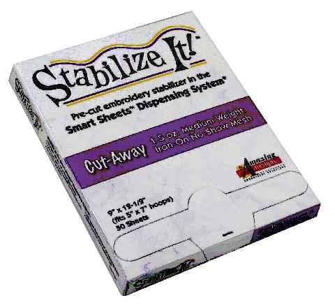 Stabilize It! 1.5oz Cut-Away 9in x 12.5in  Iron-On No-Show Mesh Stabilizer 50 Sheets