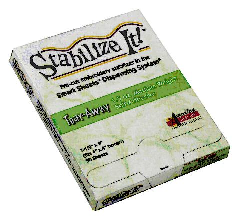 Stabilize It! 1.5oz Medium Weight Self-Adhesive Tear-Away Stabilizer 7.5in x 9in 50 Sheets