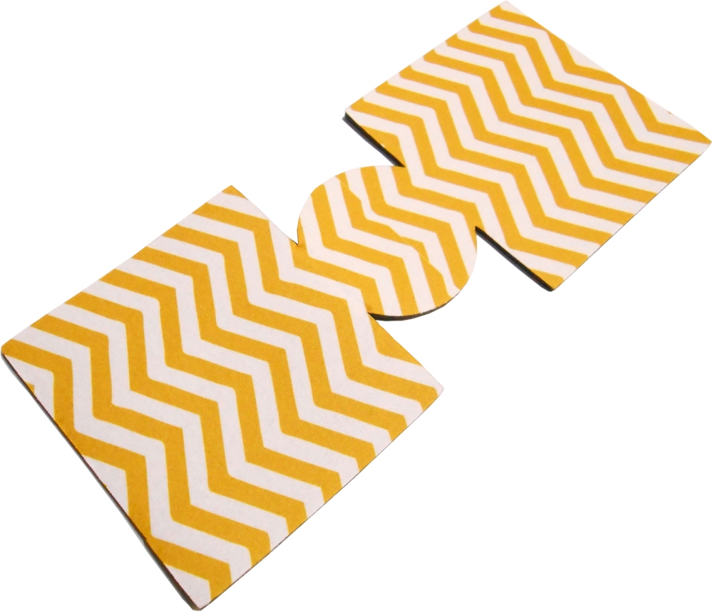 Unsewn 12oz Can Coolie Embroidery Blanks - GOLDENROD CHEVRON - CLOSEOUT