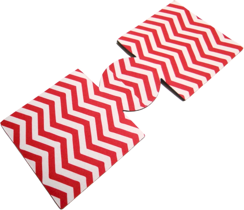 Unsewn 12oz Can Coolie Embroidery Blanks - RED CHEVRON - CLOSEOUT