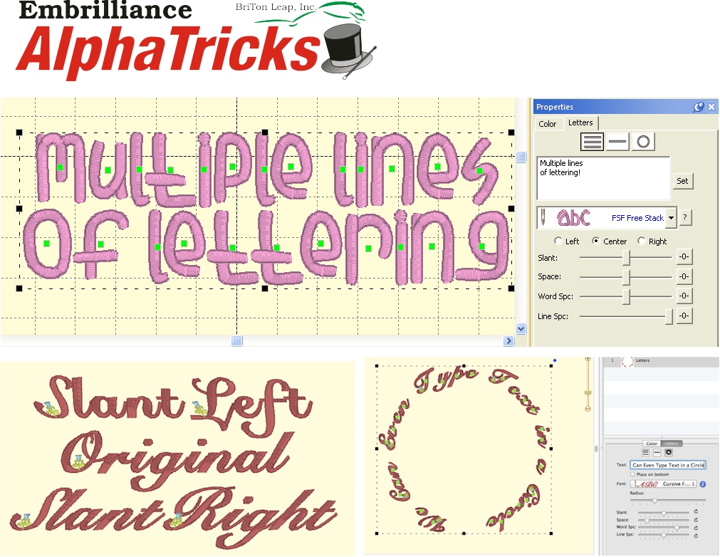 Embrilliance AlphaTricks Embroidery Font Software