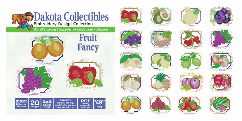 Fruit Fancy Embroidery Designs by Dakota Collectibles on a CD-ROM 970510