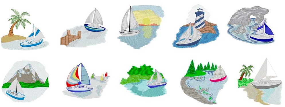 Sailboats Mini Collection of Embroidery Designs by Dakota Collectibles on a CD-ROM 970530 - CLOSEOUT