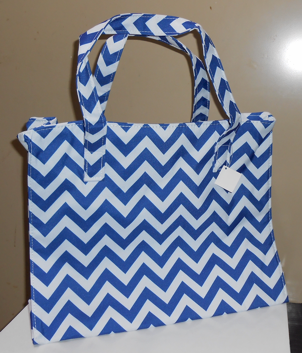 Chevron Tote Bag Embroidery Blanks - BLUE