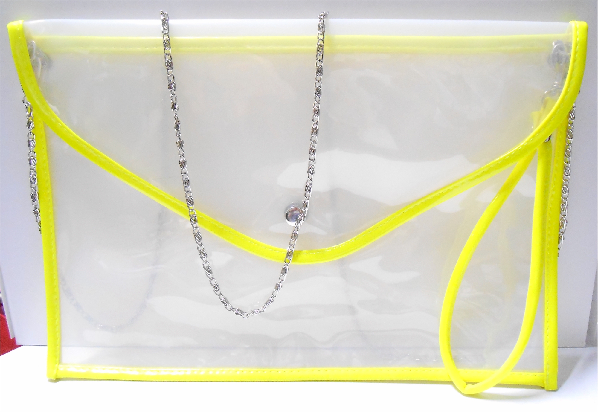 Swimsuit Clutch Embroidery Blank - Clear With Yellow Trim