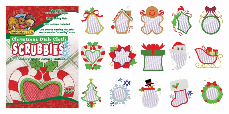 Christmas Dish Cloth Scrubbies Embroidery Designs by Dakota Collectibles on Multi-Format CD-ROM F70539