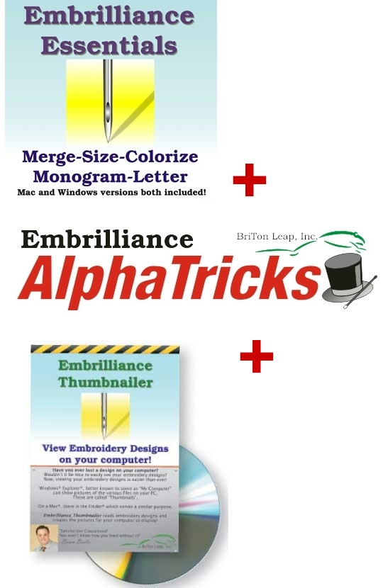 Embrilliance Essentials + AlphaTricks + Thumbnailer Combo Embroidery Software DOWNLOADABLE