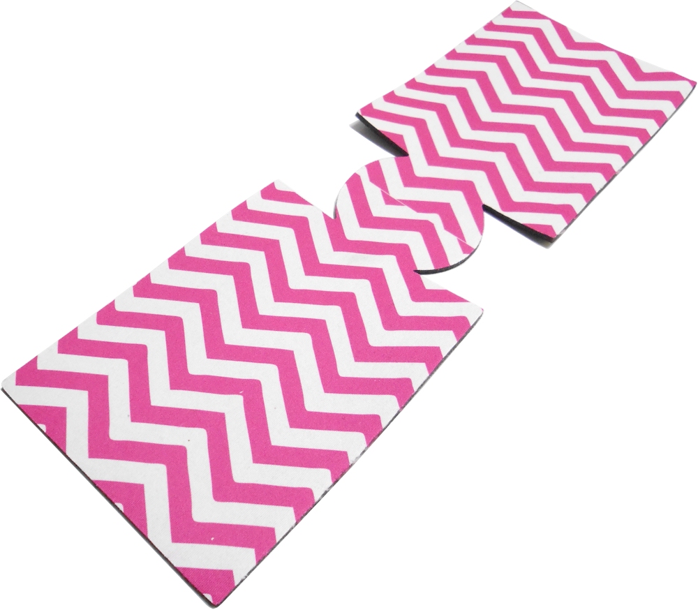 Unsewn 20 Ounce Water Bottle & 24 Ounce Can Coolie Embroidery Blanks - HOT PINK CHEVRON - CLOSEOUT