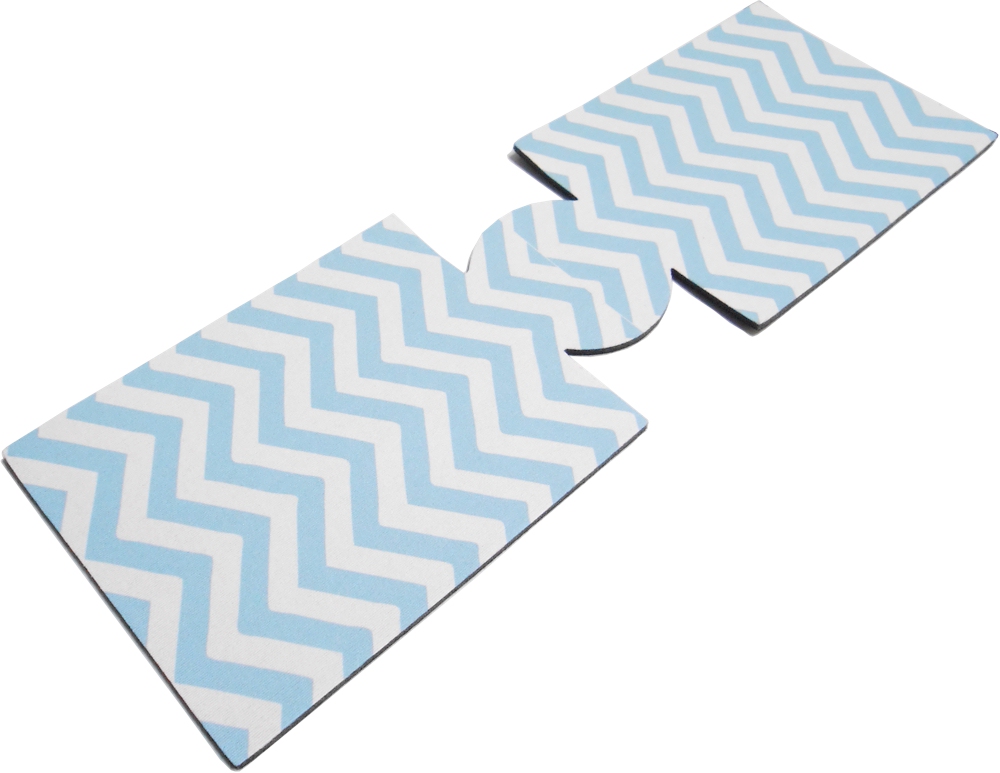 Unsewn 20 Ounce Water Bottle & 24 Ounce Can Coolie Embroidery Blanks - AQUA CHEVRON - CLOSEOUT