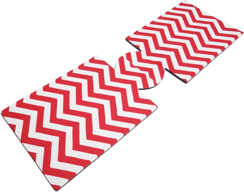 Unsewn 20 Ounce Water Bottle & 24 Ounce Can Coolie Embroidery Blanks - RED CHEVRON - CLOSEOUT