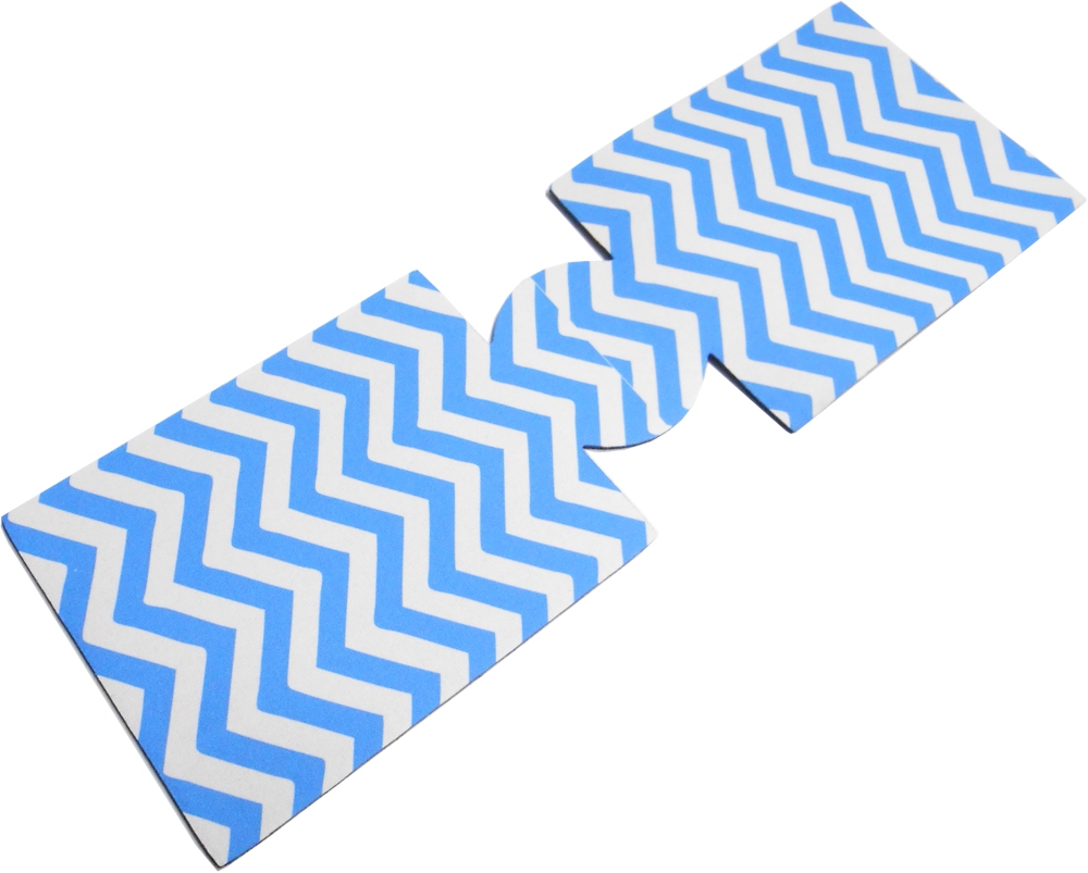 Unsewn 20 Ounce Water Bottle & 24 Ounce Can Coolie Embroidery Blanks - NEON BLUE CHEVRON - CLOSEOUT
