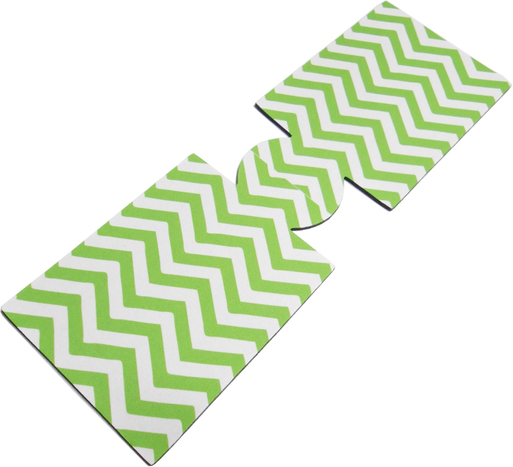 Unsewn 20 Ounce Water Bottle & 24 Ounce Can Coolie Embroidery Blanks - LIME GREEN CHEVRON - CLOSEOUT