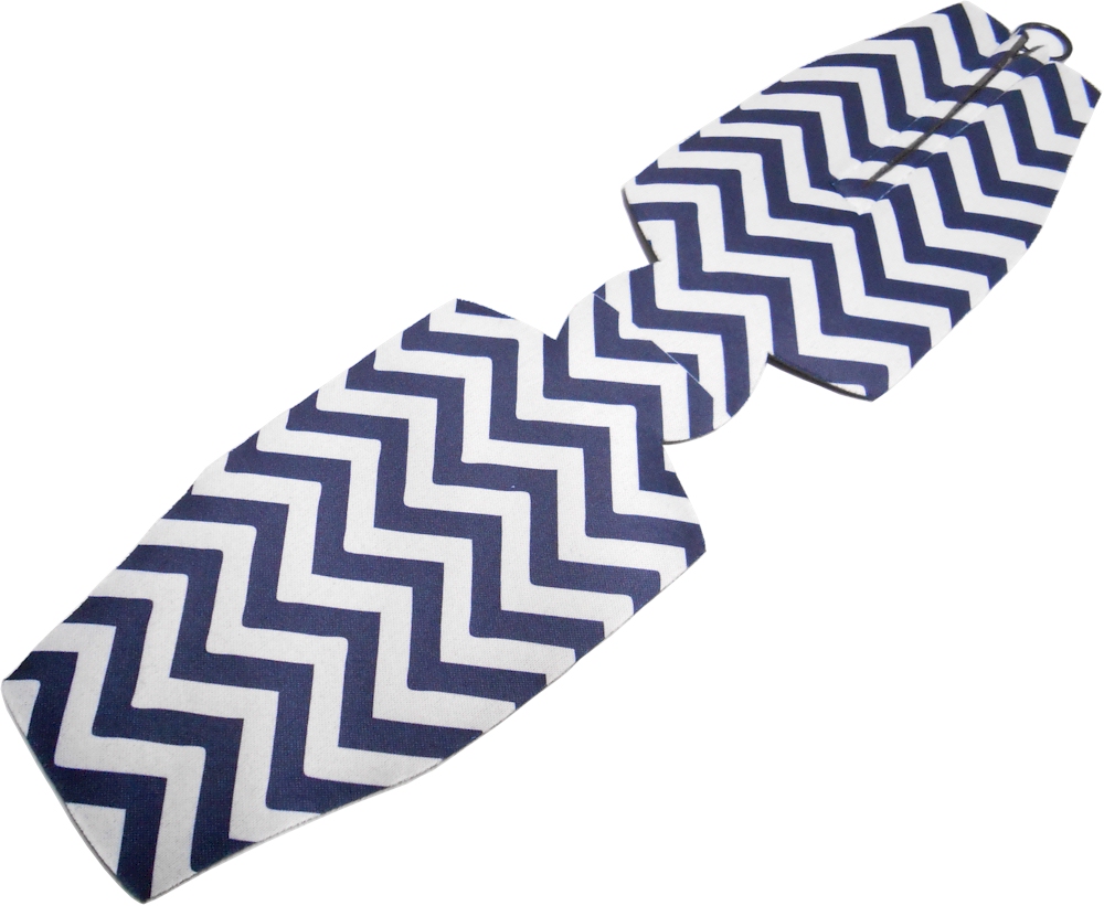Unsewn 12oz Long Neck Zipper Bottle Coolie Embroidery Blanks - NAVY CHEVRON - CLOSEOUT