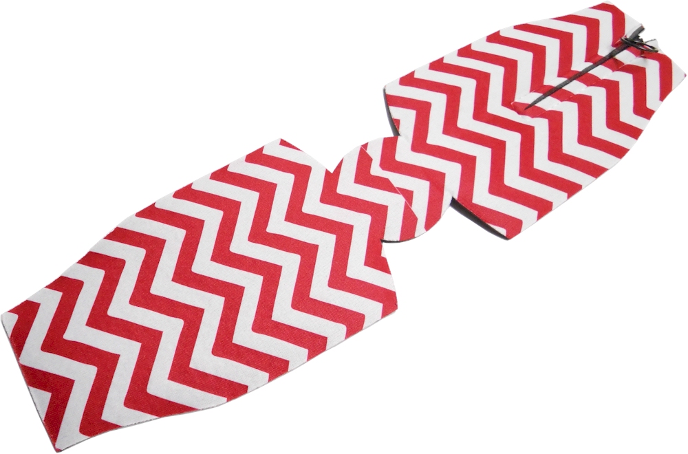 Unsewn 12oz Long Neck Zipper Bottle Coolie Embroidery Blanks - RED CHEVRON - CLOSEOUT