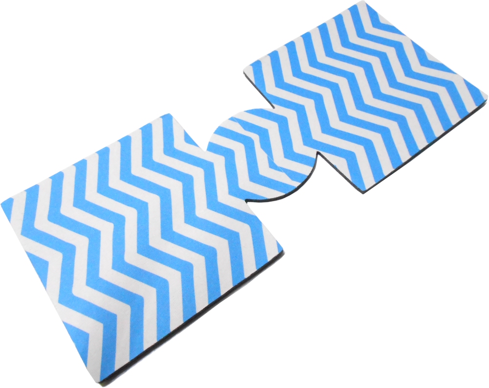 Unsewn 12oz Can Coolie Embroidery Blanks - NEON BLUE CHEVRON - CLOSEOUT