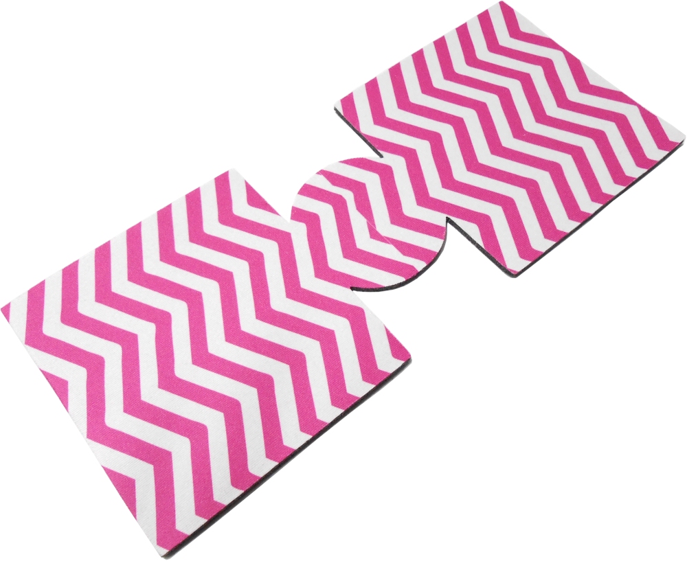 Unsewn 12oz Can Coolie Embroidery Blanks - HOT PINK CHEVRON - CLOSEOUT