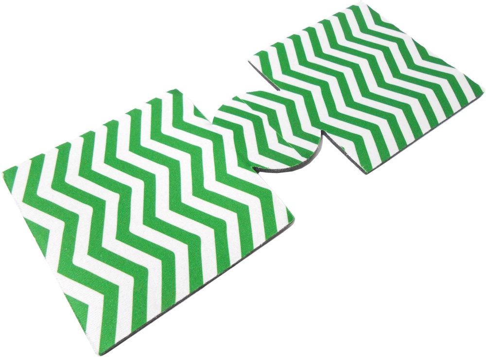 Unsewn 12oz Can Coolie Embroidery Blanks - KELLY GREEN CHEVRON - CLOSEOUT