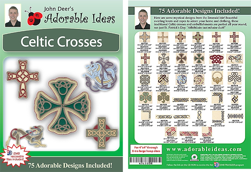 Celtic Crosses Embroidery Designs by John Deer's Adorable Ideas - Multi-Format CD-ROM