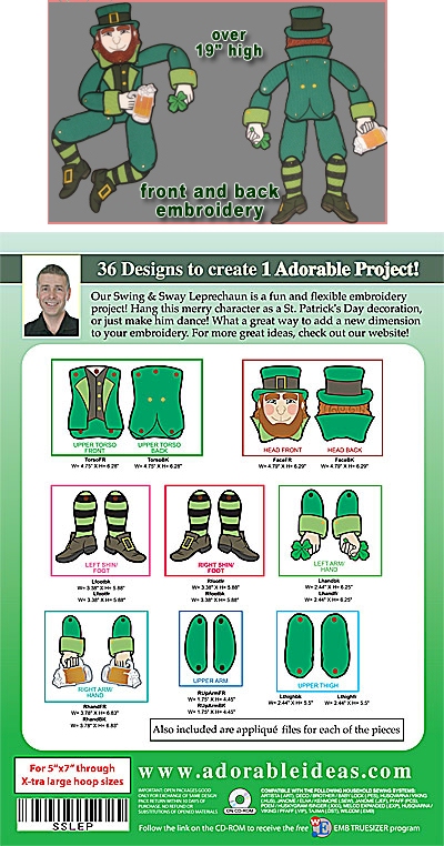 Decorative Swing & Sway Leapin Leprechaun Embroidery Designs by John Deer's Adorable Ideas - Multi-Format CD-ROM