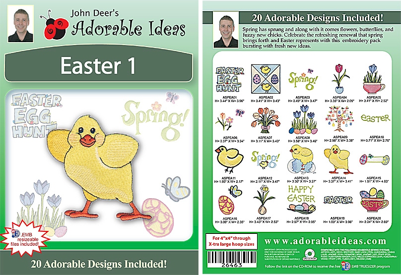 Easter 1 Embroidery Designs by John Deer's Adorable Ideas - Multi-Format CD-ROM