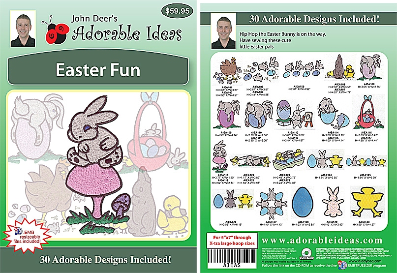 Easter Fun Embroidery Designs by John Deer's Adorable Ideas - Multi-Format CD-ROM