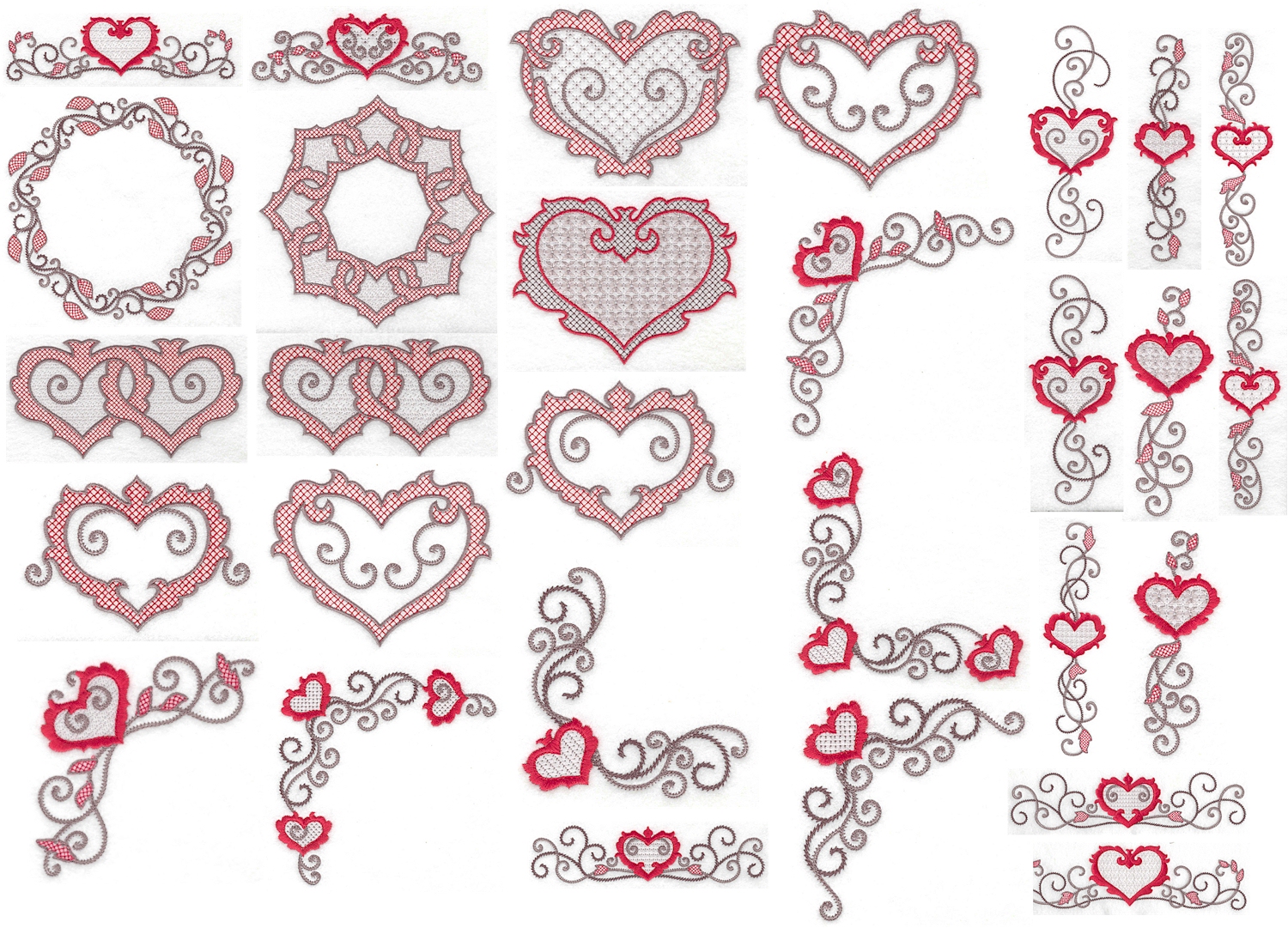 Floral Hearts Embroidery Designs by John Deer's Adorable Ideas - Multi-Format CD-ROM