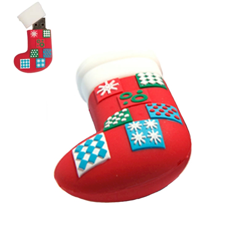 Christmas Patchwork Stocking 2 GB USB Flash Drive CLOSEOUT