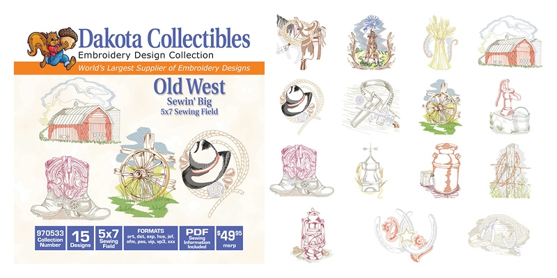 Old West Embroidery Designs by Dakota Collectibles on a CD-ROM 970533
