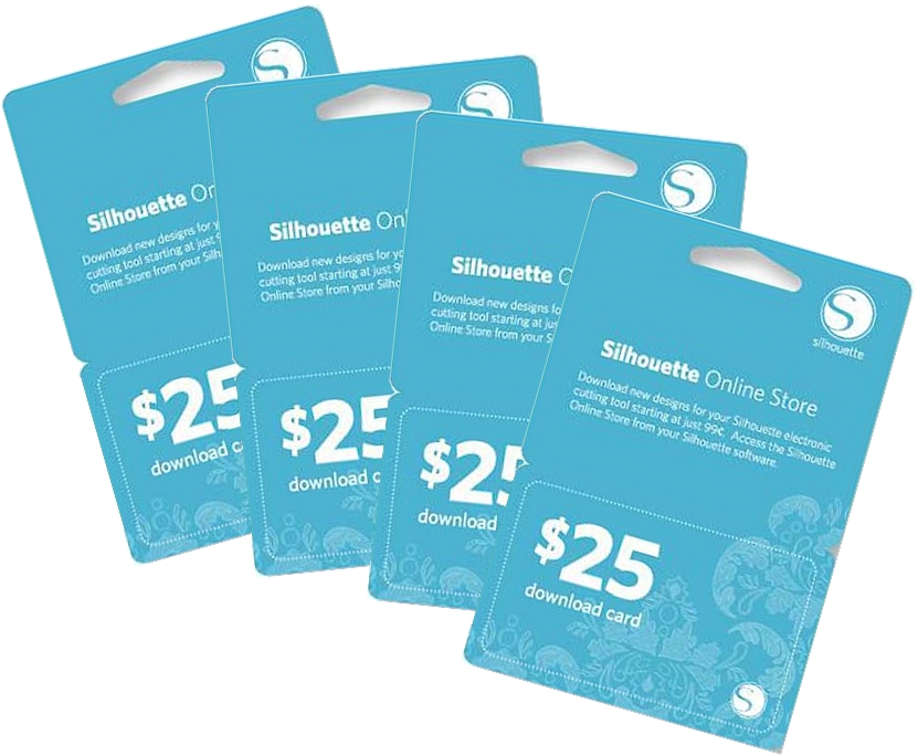 Silhouette $100 Download Pack To The Silhouette Online Store - Includes 4 - $25 Download Cards