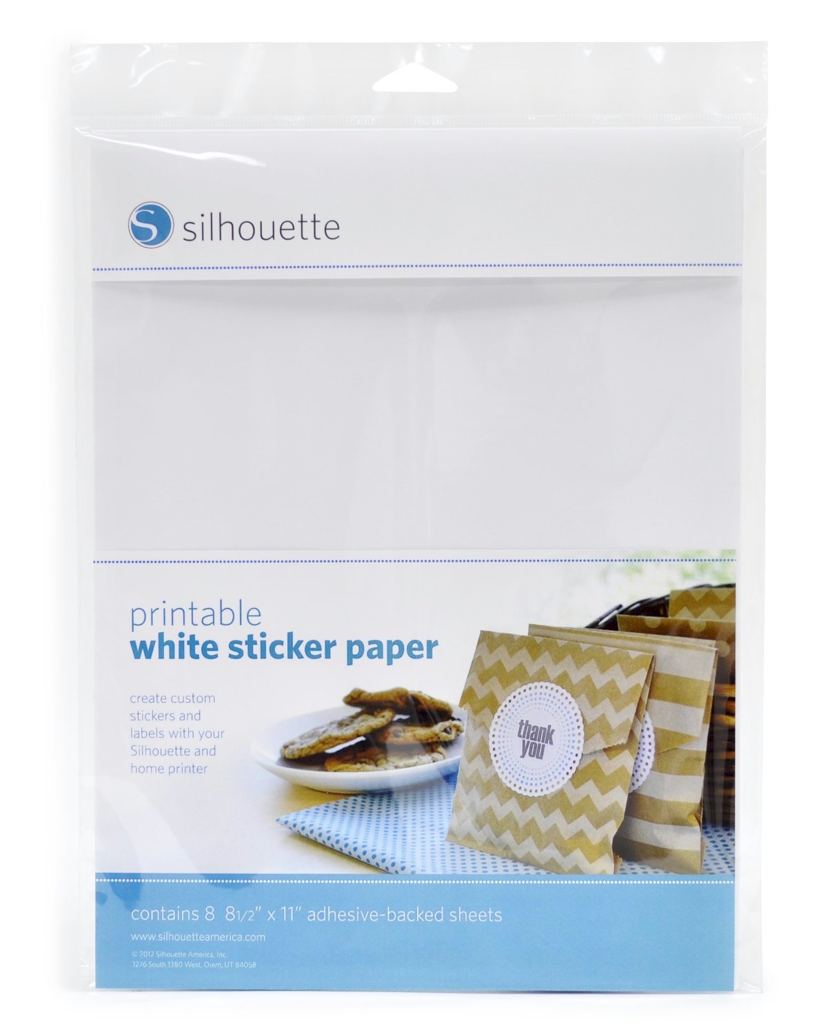 Silhouette Printable White Sticker Paper - 8 - 8.5" x 11" Sheets - CLOSEOUT